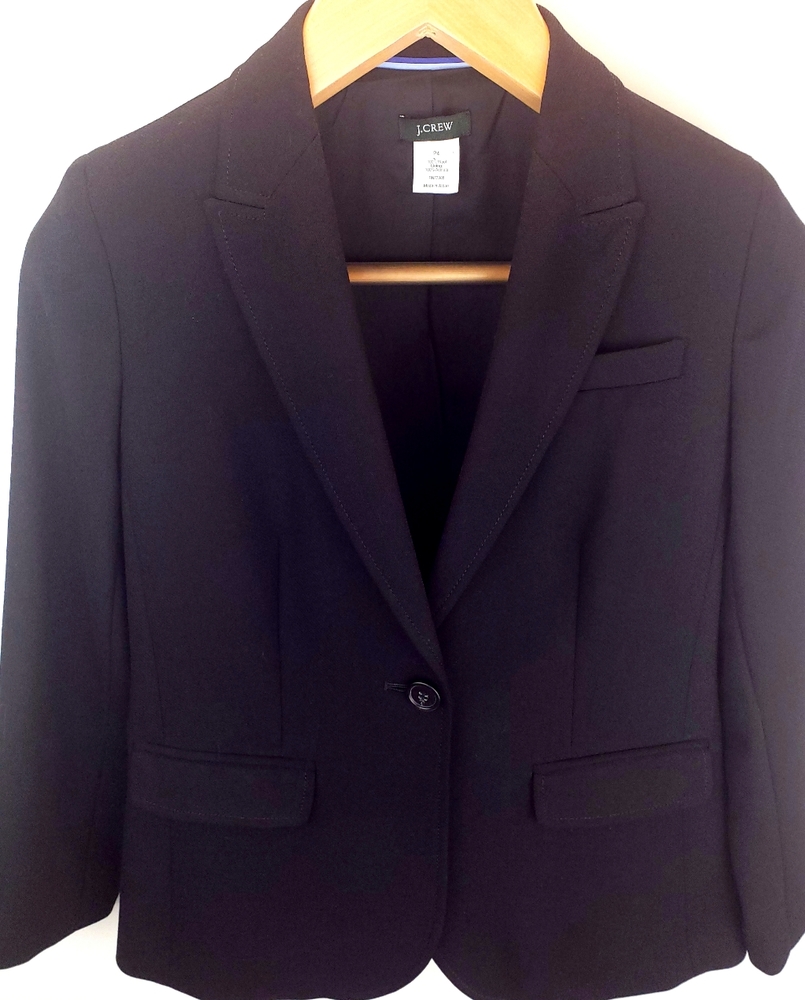 J.Crew Wool Blend Blazer Suit Jacket Black Size 4P